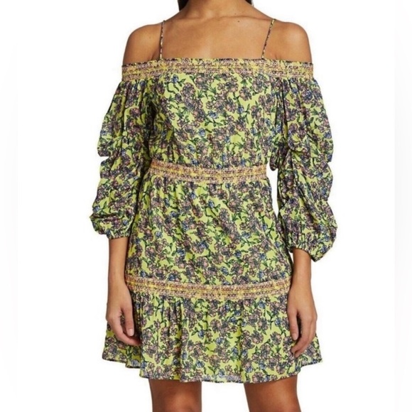 Alice + Olivia Dorothy Off Shoulder Floral Mini Dress Size 2 NWT - Picture 2 of 13